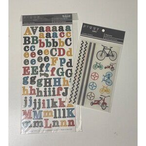 Piggy Tales Alphabet Stickers & Bicycles Rub Ons Card Making Scrapbooking